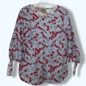 Como Vintage Striped Blouse Sz Med